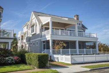 Cape Cod classic picket in white around balcony
