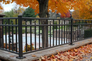 Salem alternating spear picket fence around pool