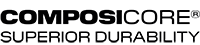 Bold black text reads “COMPOSICORE®” above smaller text that says “SUPERIOR DURABILITY” on a light background.