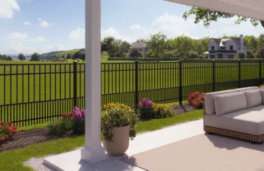Raleigh flat top puppy picket fence in black