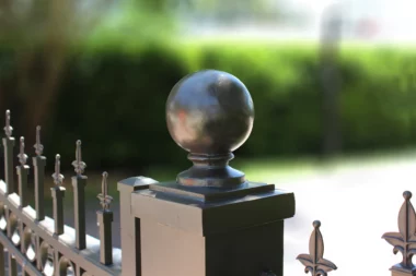 close up of aluminum ball post cap