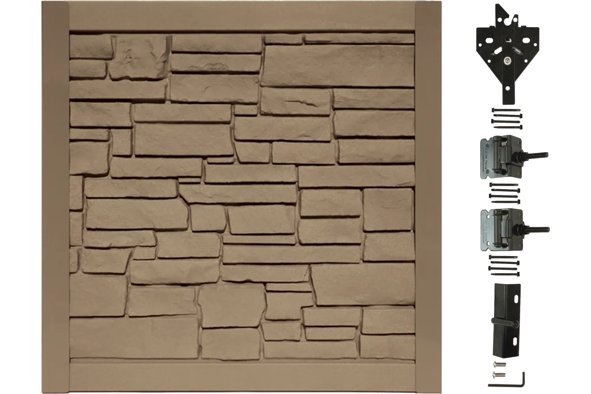 molded gate with stone texture and hardware