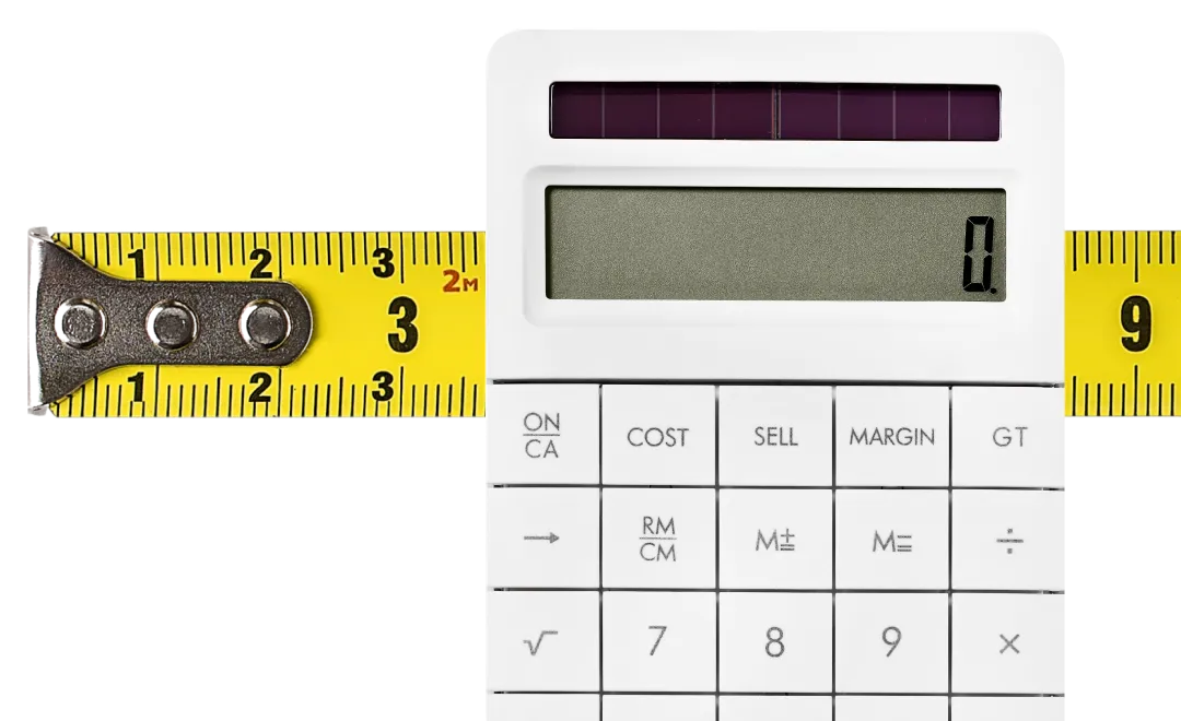 calculator and measuring tape