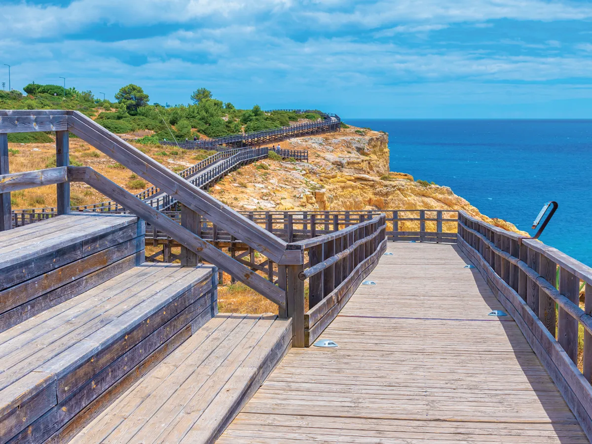 wooden walkway along the coast